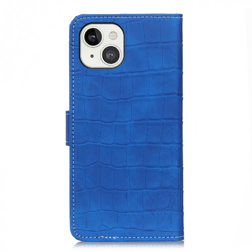 Texture de crocodile Table à bascule horizontale avec porte-cartes et portefeuille pour iPhone 13 (bleu) SH602C1242-07