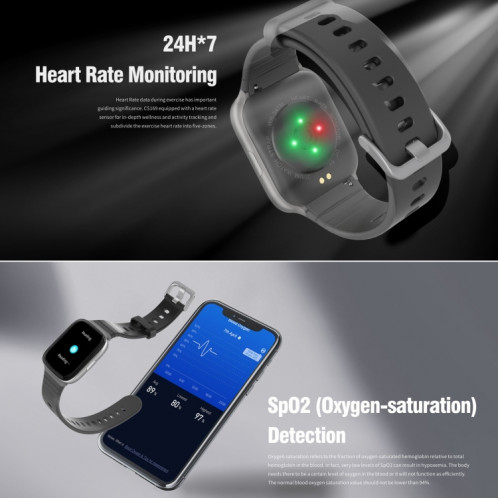 CS169 1,69 pouce IPS Screen 5ATM Sport Sport Smart Smart Watch, Support Surveillance du sommeil / Surveillance de la fréquence cardiaque / Mode Sport / Rappel des appels et d'informations entrants (Noir) SH001B1052-07