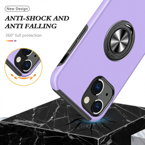 Cas protecteur magnétique PC + TPU avec porte-bague invisible pour iPhone 13 Pro (violet) SH803G1996-07