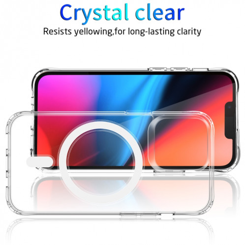 Bague magnétique MAGSafe Bague magnétique Clear Crystal Acrylique + TPU Airbag à quatre angles Case antichoc pour iPhone 13 Pro (Transparent) SH103A256-07