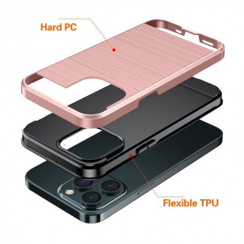 Texture brossée Cas de protection antichoc pour iPhone 13 mini (rouge) SH901D925-07