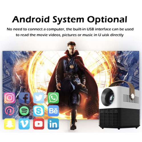 Wejoy l7 854x480p 100 ANSI Lumens Portable Home Theater Led HD Digital Projecteur avec batterie, Android 6.0, 1G + 8G, Plug UA SW7503762-011