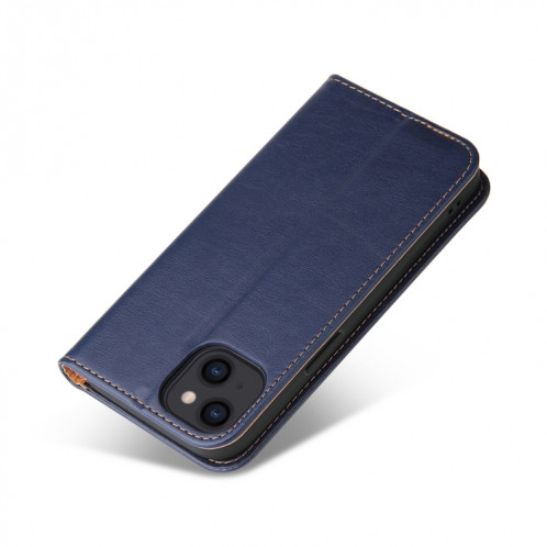 Fierre Shann Pu en cuir PU Texture Horizontal Flip Cuir Toot avec porte-cartes et portefeuille pour iPhone 13 (bleu) SF802C957-07