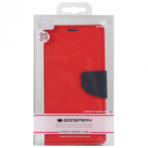 HOBOSPERY FANCY Diary Motif Cross Horizontal Flip Cuir Case avec porte-cartes et portefeuille pour iPhone 13 (rouge) SG202H679-07