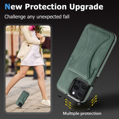 Boîtier de protection anti-achats ultra-mince avec support et fonction magnétique métallique pour iPhone 13 Pro (vert) SH903D593-07