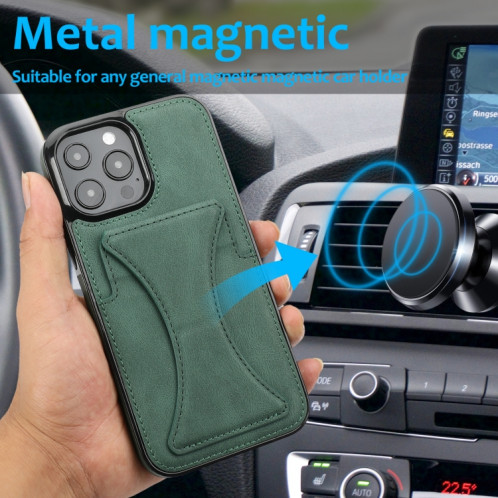 Boîtier de protection anti-achats ultra-mince avec support et fonction magnétique métallique pour iPhone 13 Pro (vert) SH903D593-07