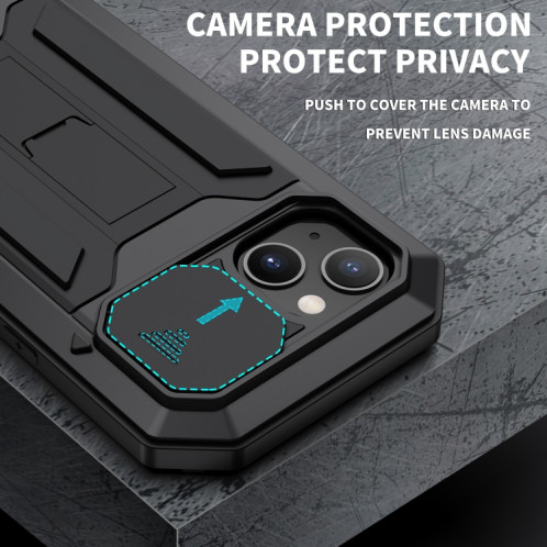 Caméra coulissante R-Just Caméra anti-poussière anti-poussière anti-poussière anti-poussière anti-poussière avec support pour iPhone 13 (noir) SR902A1741-07