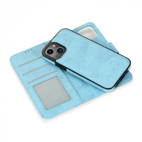 Étui de cuir horizontal horizontal rétro 2 en 1 avec machine à sous de carte et portefeuille pour iPhone 13 Pro (Bleu) SH803B850-08