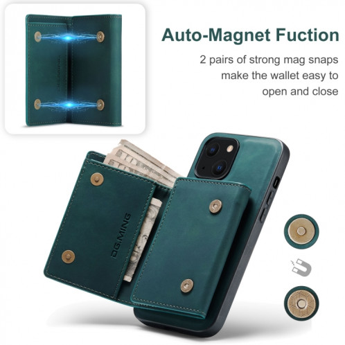 DG.ming M1 Portefeuille multi-cartes à 3 pli de série M1 + étui magnétique antichoc avec fonction de support pour iPhone 13 (vert) SD402E671-09