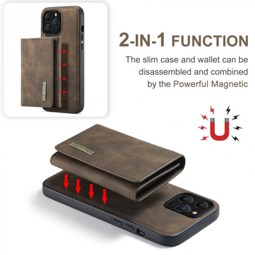 DG.MINEMENT Portefeuille multi-cartes de la série M1 de série M1 + Cas antichoc magnétique avec fonction de support pour iPhone 13 Pro (Café) SD403C495-09
