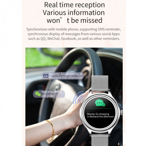 ZX10 1.09 pouces HD Color Screen Screen Bluetooth 5.0 IP68 Imperméable Women Smart Watch, Suppression de moniteur de sommeil / Rappel de vélo menstruel / Moniteur de fréquence cardiaque / Surveillance de l'oxygène SH901A1719-09