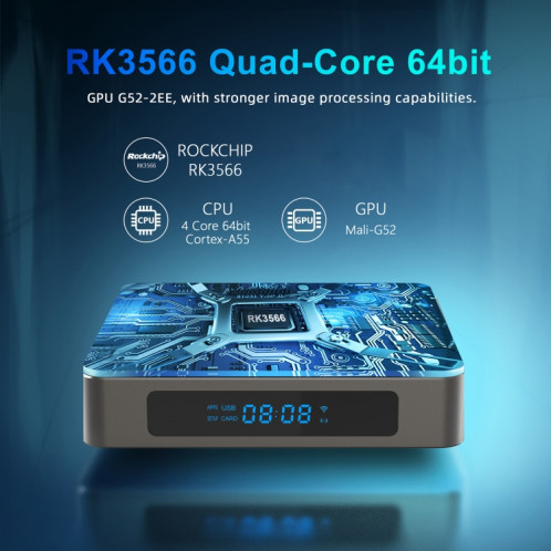 X96 X6 8K Smart TV Box Android 11.0 Player Media, RK3566 Quad Core Arm Cortex A55, RAM: 8 Go, ROM: 64 Go, Type de fiche: plug EU SH56011265-08