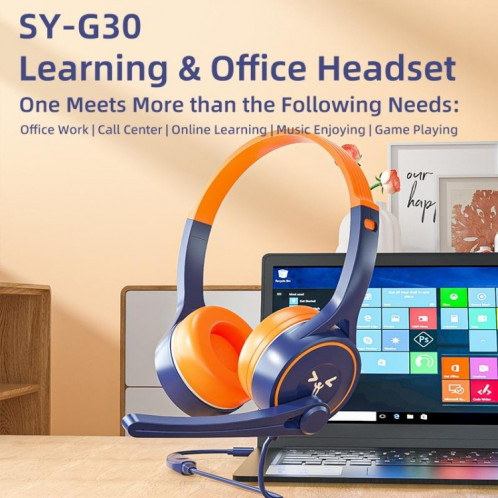SOYTO SY-G30 Casque de jeu ergonomique à suppression de bruit filaire, interface : USB (gris rose) SS702B1523-06