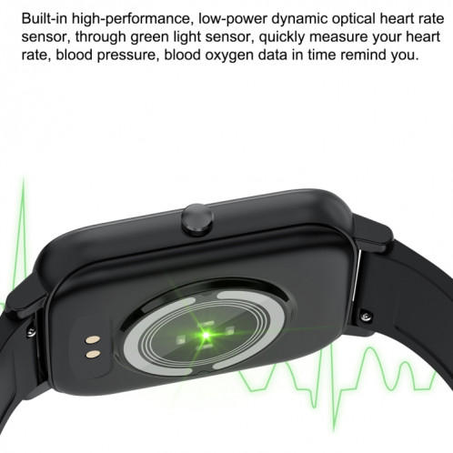 Ochstin 5H80 1,69 pouces écran carré bracelet en silicone fréquence cardiaque surveillance de l'oxygène sanguin Bluetooth montre intelligente (noir + or) SO901E1887-011