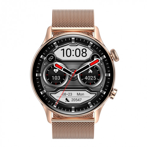 Ochstin 5HK8 Pro 1,36 pouces Écran rond Surveillance de la pression artérielle en oxygène sanguin Bluetooth Montre intelligente, Bracelet: Acier (Or) SO603C128-011