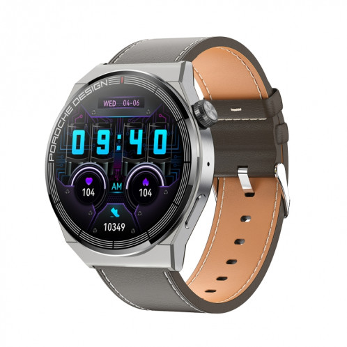 Ochstin 5HK46P Montre intelligente avec bracelet en cuir à écran rond de 1,36 pouces avec fonction d'appel Bluetooth (Marron) SO001A1869-012