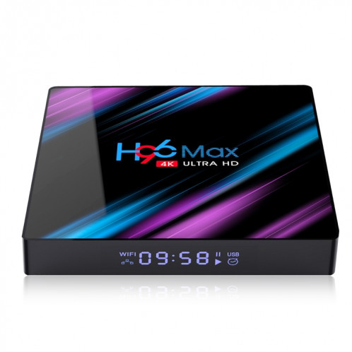 H96 MAX-3318 4K Ultra HD Android TV Boîte avec télécommande, Android 10,0, RK3318 Quad-Core 64bit Cortex-A53, 4 Go + 32 Go, Carte TF / USBX2 / AV / Ethernet, Fiche Spécification: US FICHER SH46041781-012
