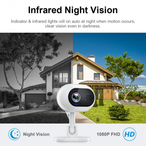 Caméra de Surveillance intelligente A4 1080P HD WiFi, prise en charge de la voix bidirectionnelle et de la Vision nocturne infrarouge SH8970828-010