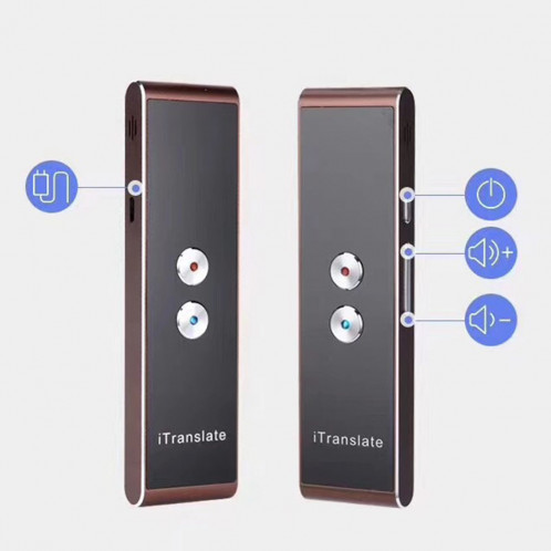 T8 poche Pocket Smart Traducteur de voix Traducteur de parole en temps réel avec Dual Mic, soutien 33 langues (Noir) SH087B720-011