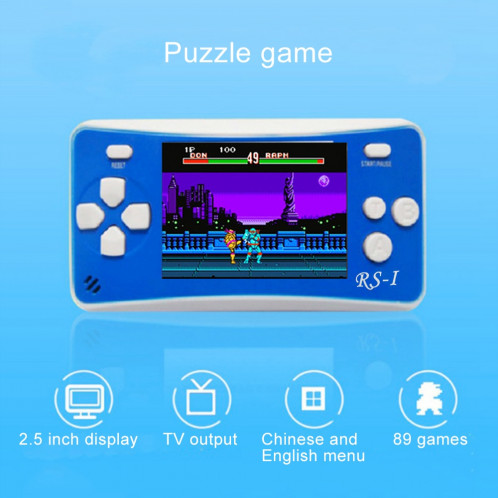 Console de jeu portable portable RS-1 Retro, écran à cristaux liquides True Color 2,5 pouces 8 pouces, jeu de 152 jeux intégrés (noir) SH695B12-010