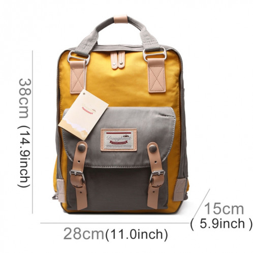 Mode sac à dos de voyage décontracté pour ordinateur portable sac étudiant avec poignée, taille: 38 * 28 * 15 cm (gris + jaune) SH665K1929-06