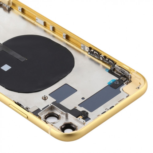 Couvercle arrière de la batterie (avec touches latérales et plateau de carte et câble d'alimentation + volume flexible et module de charge sans fil) pour iPhone 11 (jaune) SH72YL368-06