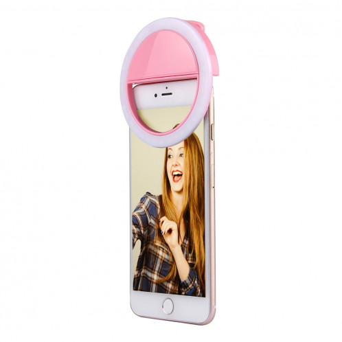 Chargeur Selfie Beauté Lumière, Pour iPhone, Galaxy, Huawei, Xiaomi, LG, HTC et autres téléphones intelligents avec clip réglable et câble USB (rose) SH394F1293-08