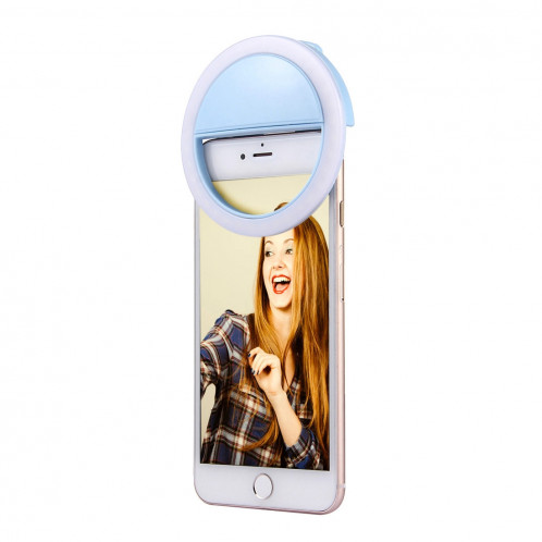 Chargeur Selfie Beauté Lumière, Pour iPhone, Galaxy, Huawei, Xiaomi, LG, HTC et autres téléphones intelligents avec clip réglable et câble USB (Bleu) SH394L1846-08