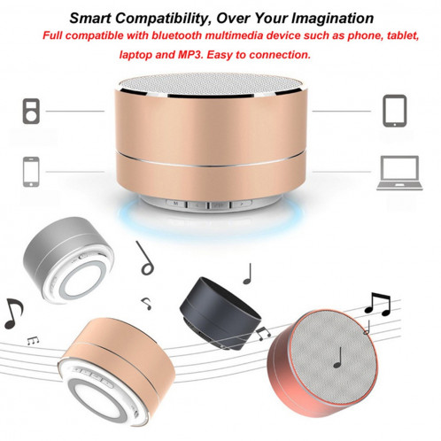 A10 Mini haut-parleur stéréo portable Bluetooth, avec micro et LED intégrés, prise en charge des appels mains libres et carte TF, Bluetooth Distance: 10 m (argent) SH350S923-011