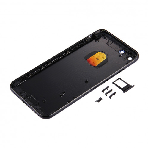 iPartsBuy 6 en 1 pour iPhone 7 (couverture arrière + plateau de carte + touche de contrôle du volume + bouton d'alimentation + interrupteur de sourdine vibrateur clé + signe) Couvercle du boîtier de SI85BL1811-08