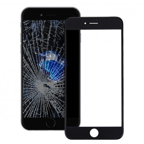 iPartsAcheter pour iPhone 7 Lentille extérieure en verre de l'écran avant avec cadre avant de l'écran LCD et OCA Optically Clear Adhesive (Noir) SI500B1479-06
