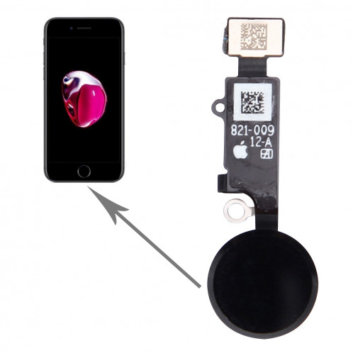 Bouton principal pour iPhone 7, non compatible avec l'identification des empreintes digitales (noir) SH51291448-05