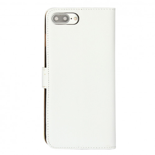 Pour iPhone 8 Plus & 7 Plus Housse en cuir véritable à rabat horizontal avec porte-monnaie et porte-monnaie (blanc) SH314W768-08
