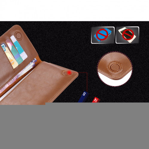 FLOVEME Housse de protection horizontale universelle en cuir véritable avec compartiments pour cartes et porte-monnaie pour iPhone / Samsung / Huawei / Xiaomi / 5,5 pouces au-dessous des smartphones (Magenta) SF014M372-07