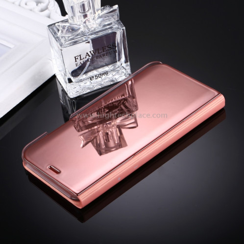 Pour iPhone X Étui à galvanoplastique en cuir horizontal en cuir avec porte-monnaie (or rose) SP91RG8-06