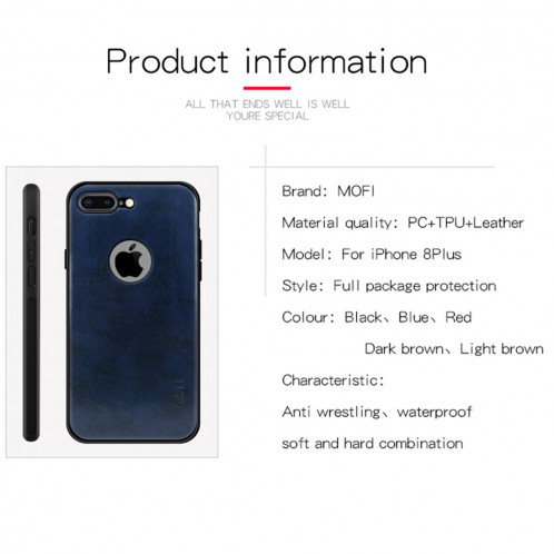 Housse de protection arrière en cuir pour PC + TPU + PU MOFI pour iPhone 8 Plus (rouge) SM093R1632-010