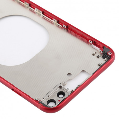 Coque arrière transparente avec objectif d'appareil photo, plateau de carte SIM et touches latérales pour iPhone 8 Plus (rouge) SH204R1900-06