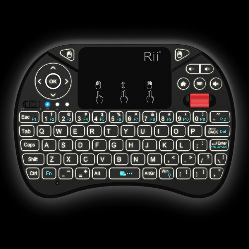 Rii I8X RT716 2.4 GHz Mini Sans Fil QWERTY 71 Clavier Clavier 2.5 pouce Touchpad Combo avec Rétroéclairage (Noir) SR5220285-010