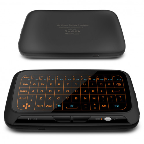H18 + 2.4GHz mini clavier sans fil tactile complet avec rétro-éclairage réglable de 3 niveaux (noir) SH552196-013