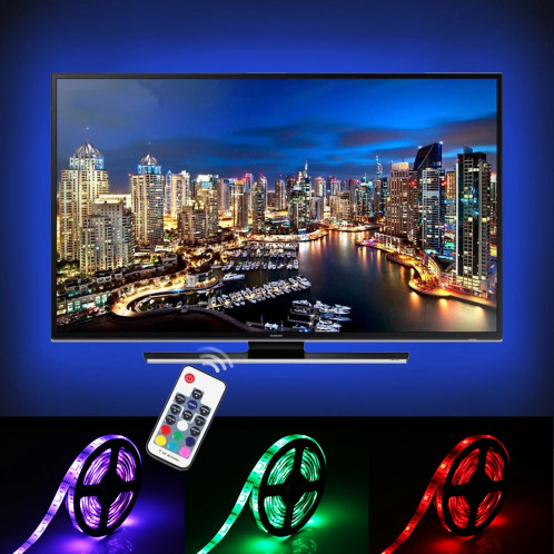 2m USB TV panneau blanc lumière époxy lumière de la corde, 60 LED SMD 5050 avec 50cm câble d'interface USB et 17 touches télécommande, DC 5V SH00161517-015