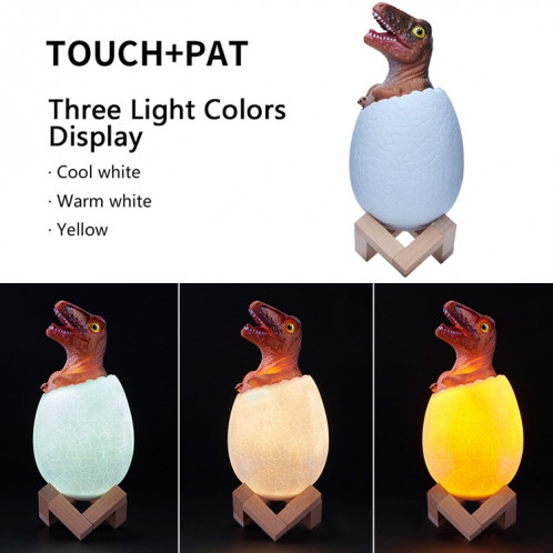 Raptor Shape Creative Touch Veilleuse décorative 3D, 3 couleurs Patting Version SH13401049-010