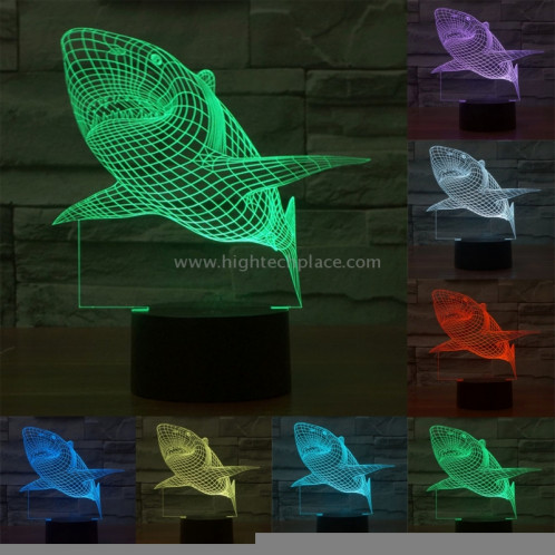 Shark Style 7 Couleur Décoloration Creative Visual Stéréo Lampe 3D Touch Switch Control LED Light Lampe de bureau Night Light SS28842-013