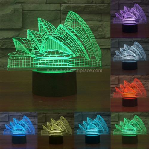 Sydney Opera House Style 7 Décoloration des couleurs Lampe stéréo visuelle créative Contrôle tactile 3D Commande LED Lumière Lampe de bureau Lampe de nuit SS28863-013