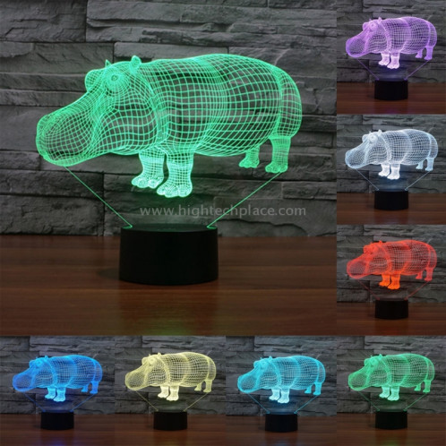 Rhino Style 7 Couleur Décoloration Creative Laser stéréo Lampe 3D Touch Switch Control LED Light Lampe de bureau Night Light SR28916-013