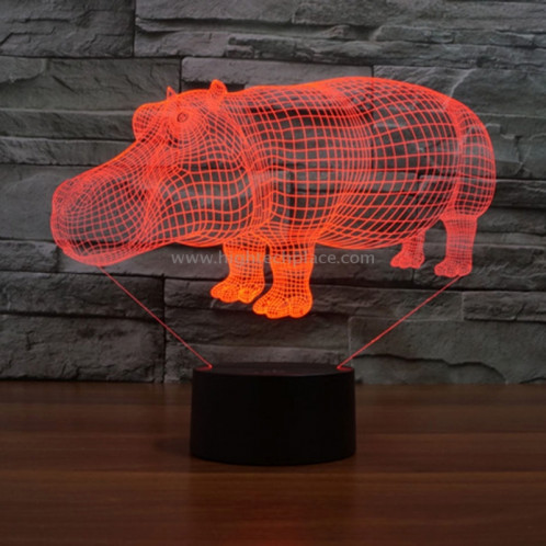 Rhino Style 7 Couleur Décoloration Creative Laser stéréo Lampe 3D Touch Switch Control LED Light Lampe de bureau Night Light SR28916-013