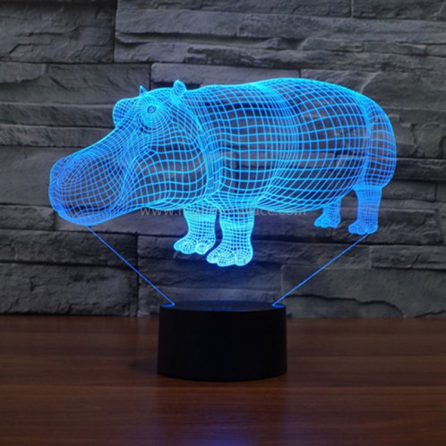 Rhino Style 7 Couleur Décoloration Creative Laser stéréo Lampe 3D Touch Switch Control LED Light Lampe de bureau Night Light SR28916-013