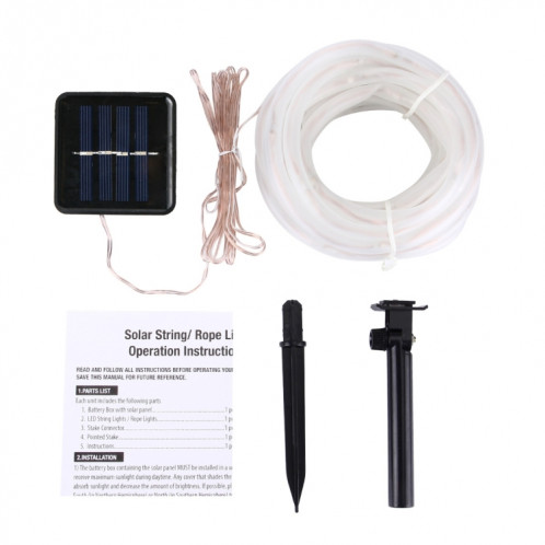 5m 400-600LM lumière de la corde de boîtier, panneau solaire résistant à l'eau 50 LED avec 2m de câble prolongé (blanc chaud) SH56WW954-08