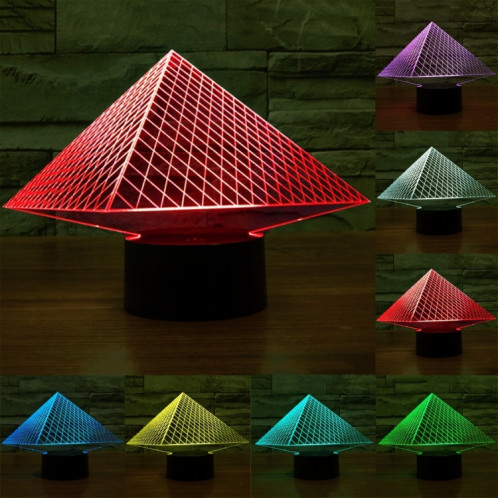 Pyramid Style 7 Color Decoloration Creative Visual stéréo lampe 3D Touch Switch Control LED Light Lampe de bureau Night Light SP62386-013