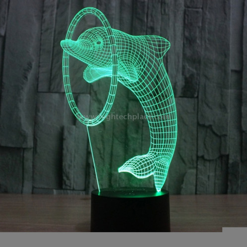 Dolphin Style 7 Couleur Décoloration Creative Laser stéréo Lampe 3D Touch Switch Control LED Light Lampe de bureau Night Light SD62402-013