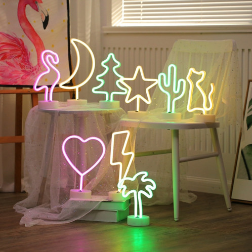Trèfle à quatre feuilles romantique néon LED vacances lumière avec support, fée chaleureuse lampe décorative lampe de nuit pour Noël, mariage, fête, chambre (lumière verte) SH68GL779-03